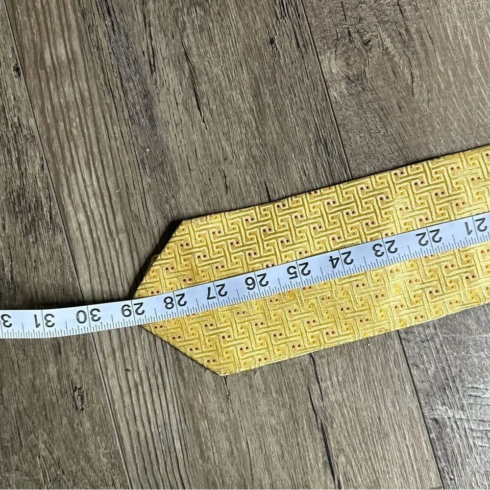 Dormeuil Yellow and Gold Patterned Silk Power Tie‎